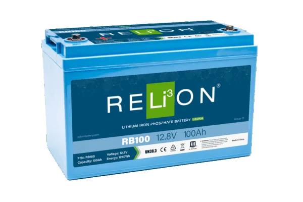 RB100 – RELION Battery, Group 31 12 Volt 100 AH Capacity M8 Threaded Stud Top Terminals Lithium 13 Inch Length 6.8 In...